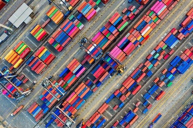 drone-view-of-several-containers-at-dock