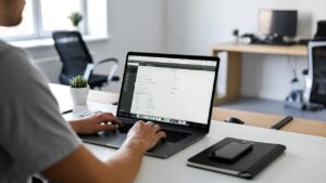 Modern workspace showing quiet, focused digital productivity