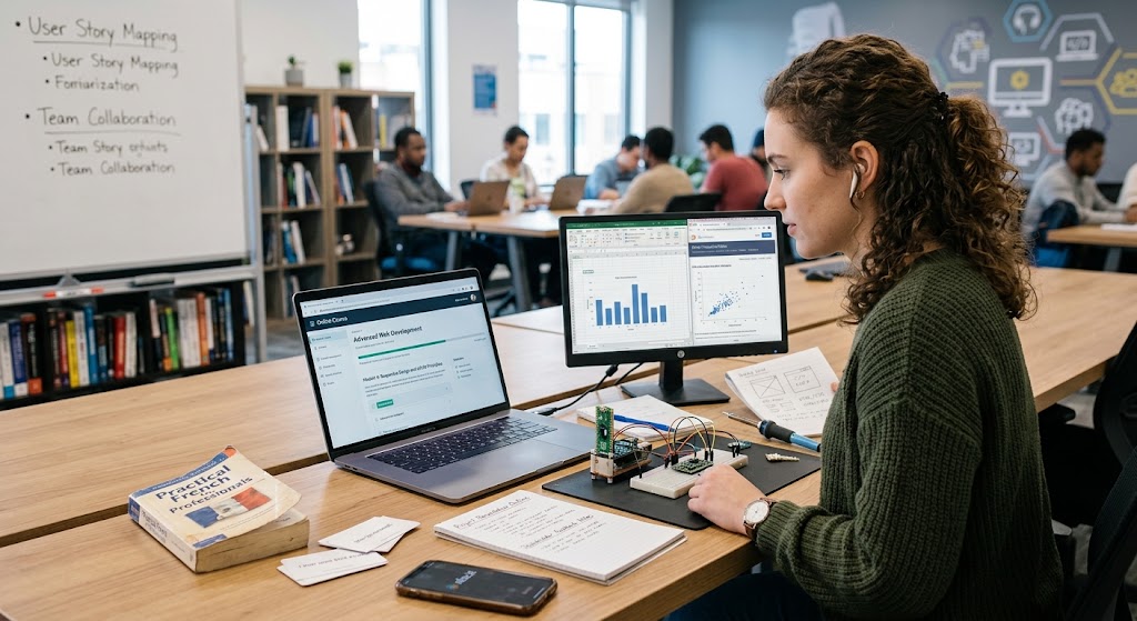 employee-learning-multiple-practical-skills-through-a-laptop