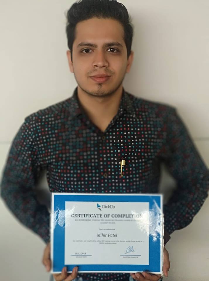 Mihir Patel - Certified SEO Expert Mihir-Patel-Certified
