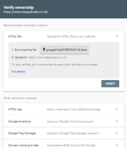 search console verification 2