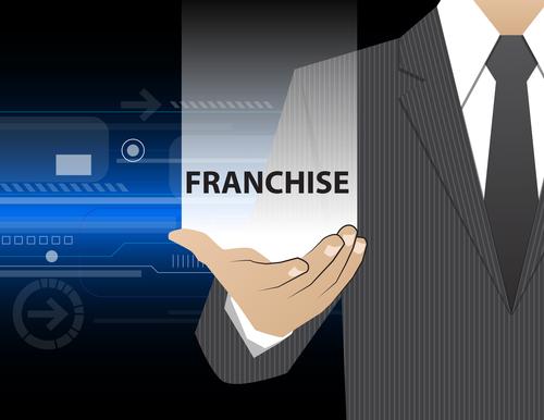 Concept Businessman in his hands , Franchise digital-franchise