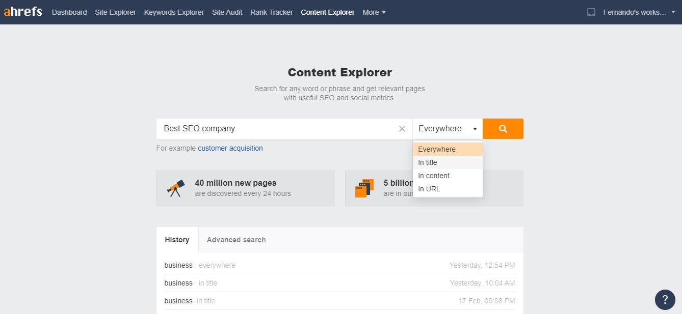 less competitive keyword using content Explorer