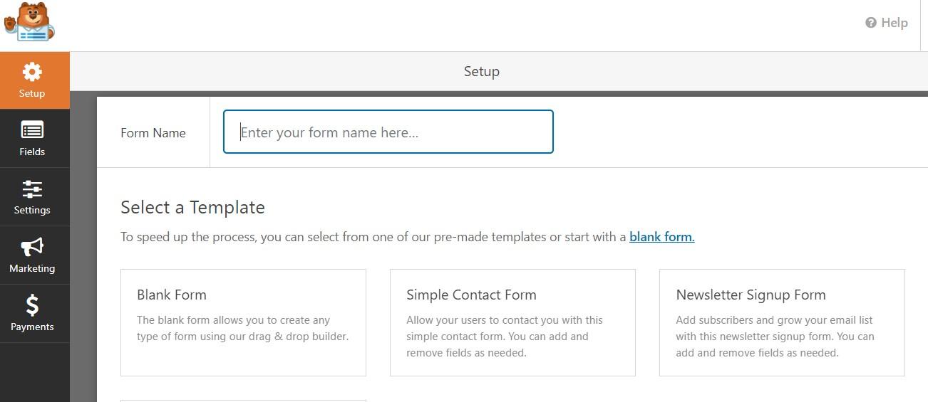 Contact page creation using WPforms
