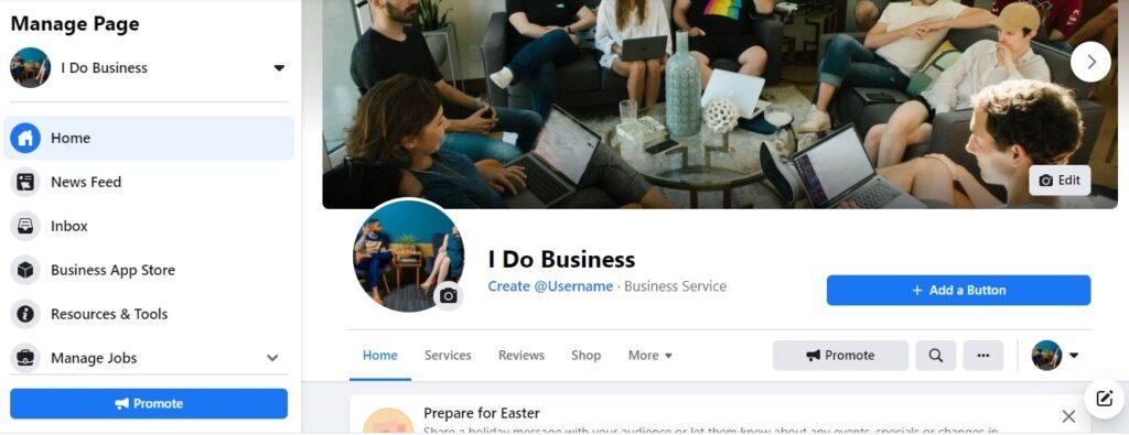 social media business page