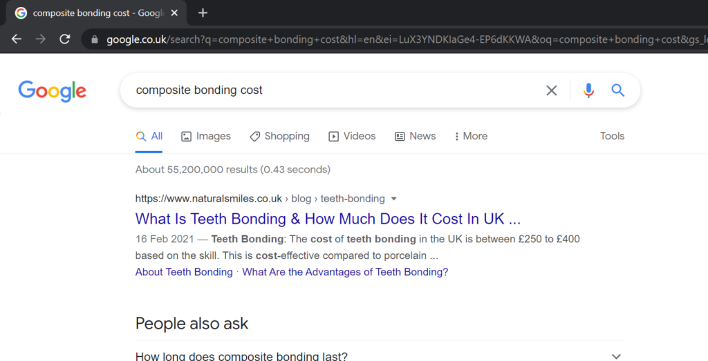 natural smiles ranking for composite bonding cost