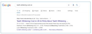 teeth whitening cost uk