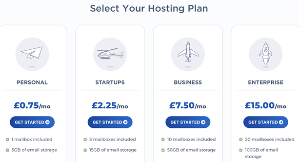 custom email domain hosting plans